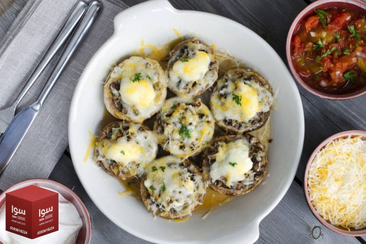 الفطر المحشي باللحم المفروم